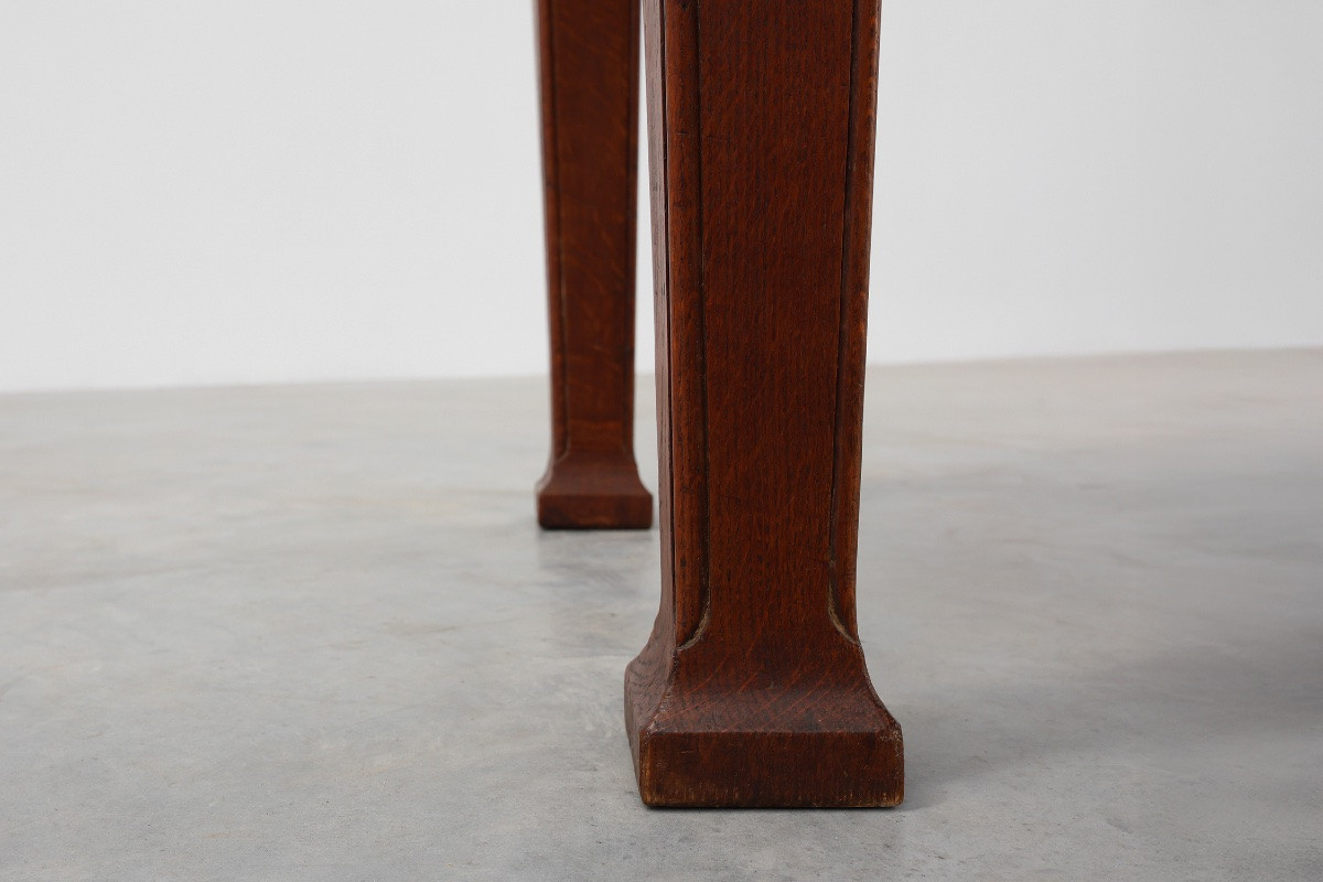 Table à manger Art Déco en chêne avec frise sculptée, France années 1920-photo-4