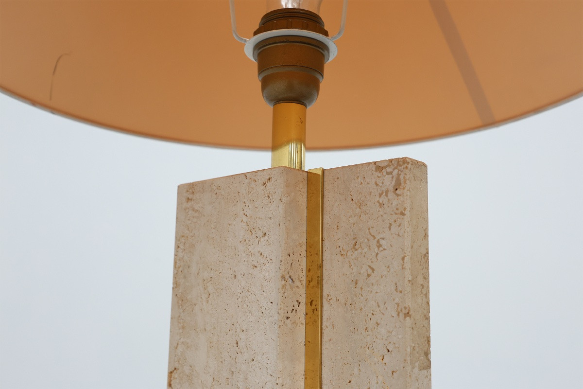 Lampe de table en travertin et laiton de Belino dans le style Hollywood Regency-photo-4