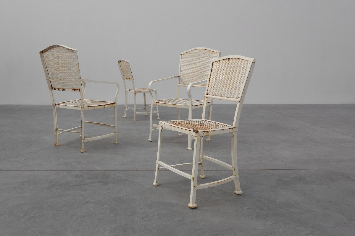 Set Of 4 Iron Garden Chairs By Gustave Serrurier-bovy For Serrurier Et Cie, 1903-photo-2
