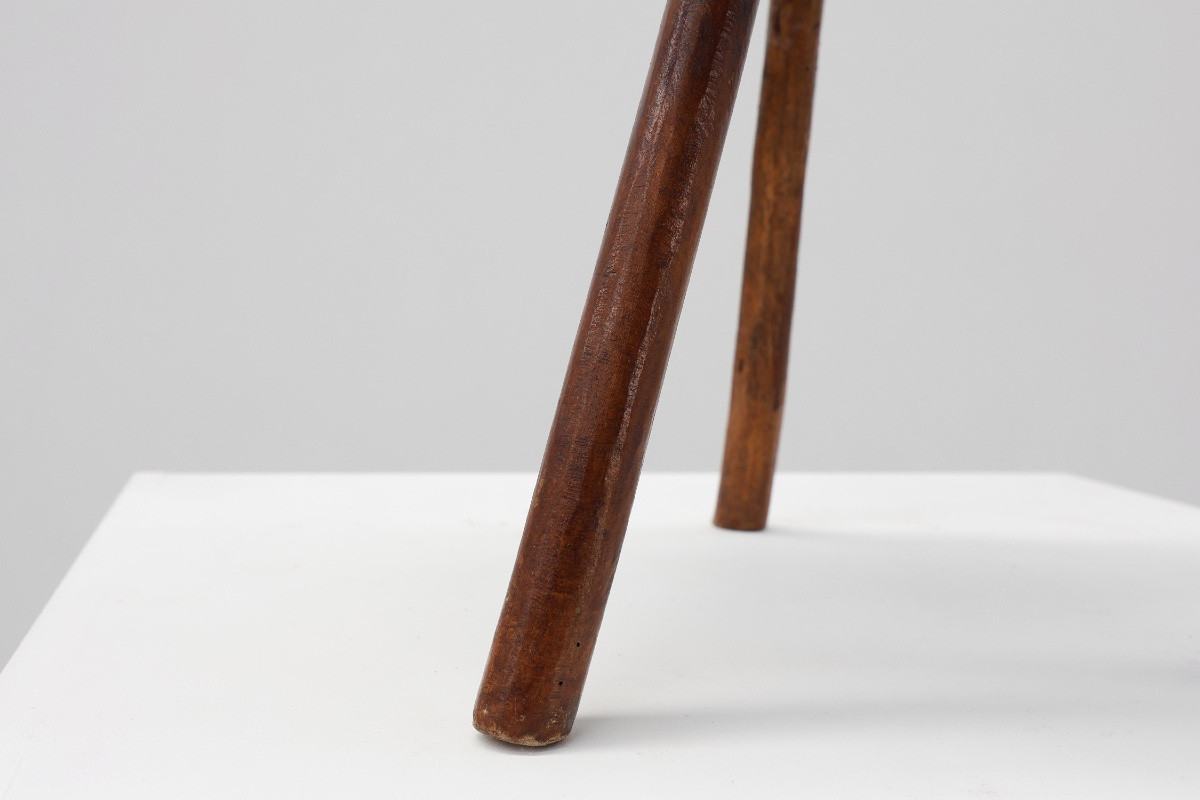  French Rustic Wooden Stool In Wabi Sabi Style, Circa 1850-photo-7