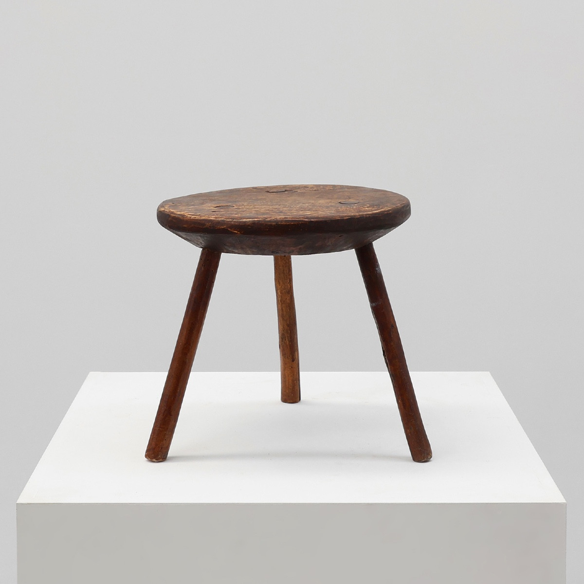  French Rustic Wooden Stool In Wabi Sabi Style, Circa 1850