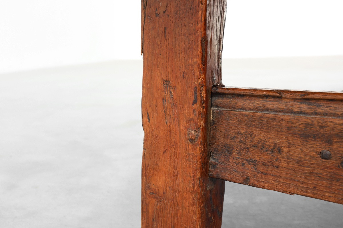 17th Century Spanish Brutalist Coffee Table In Wood And Wrought Iron-photo-6