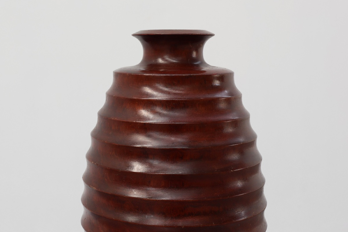 Grand vase français en bois tourné de style Art Déco, vers 1925-photo-2