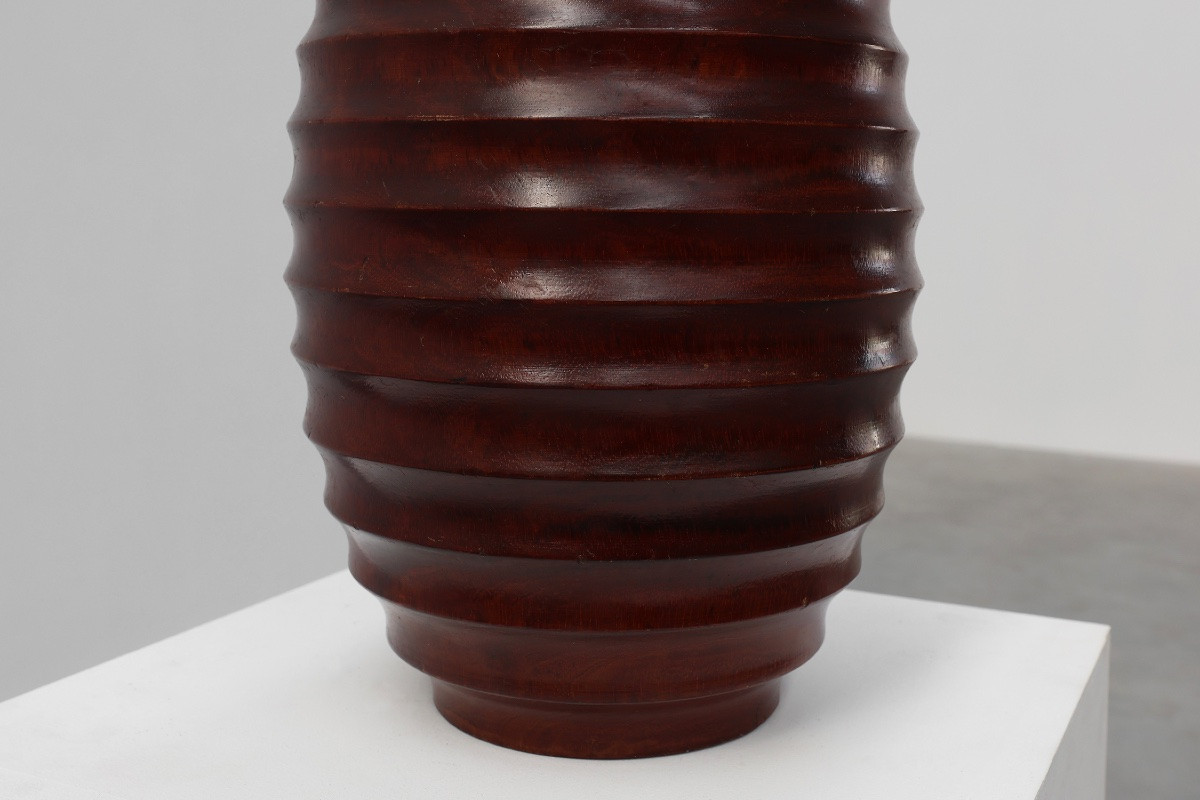 Grand vase français en bois tourné de style Art Déco, vers 1925-photo-3