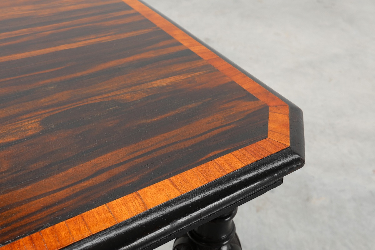 19th Century English Side Table With Geometric Wood Inlays By John Taylor-photo-2