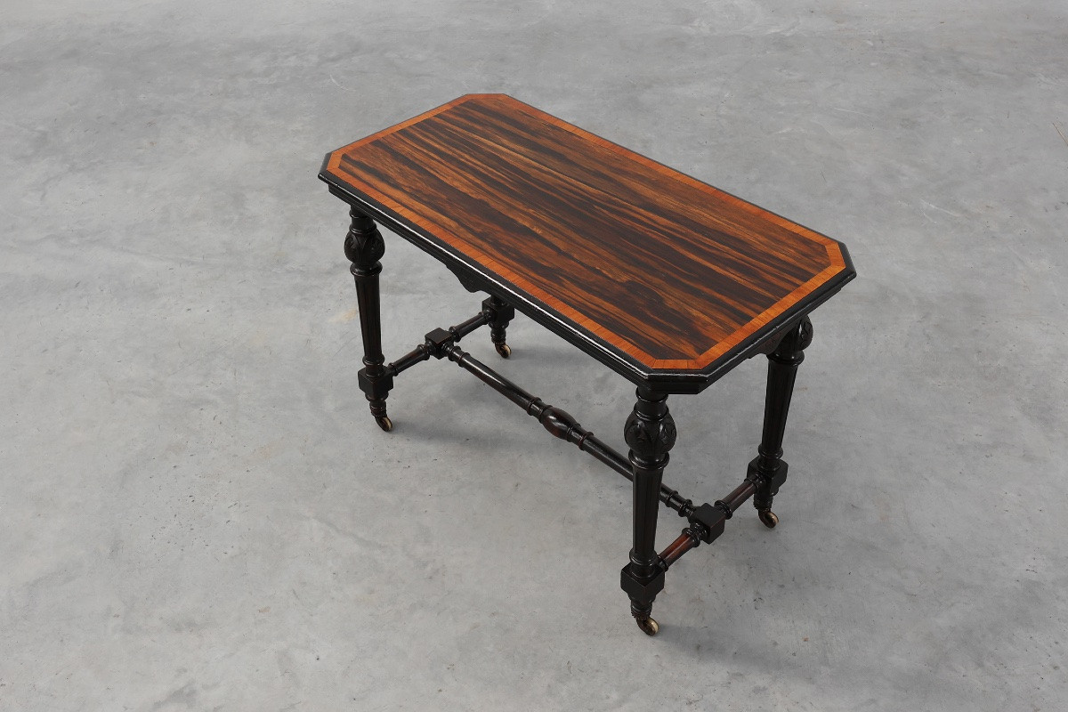 19th Century English Side Table With Geometric Wood Inlays By John Taylor-photo-2