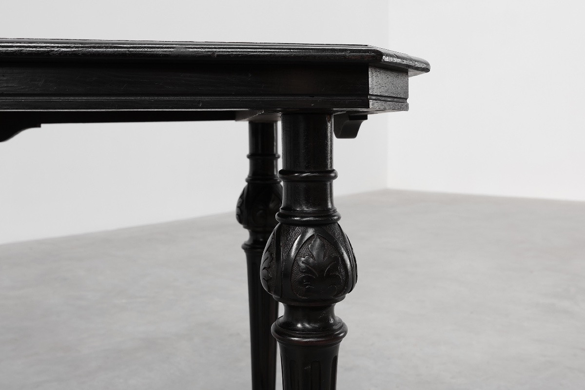 19th Century English Side Table With Geometric Wood Inlays By John Taylor-photo-5