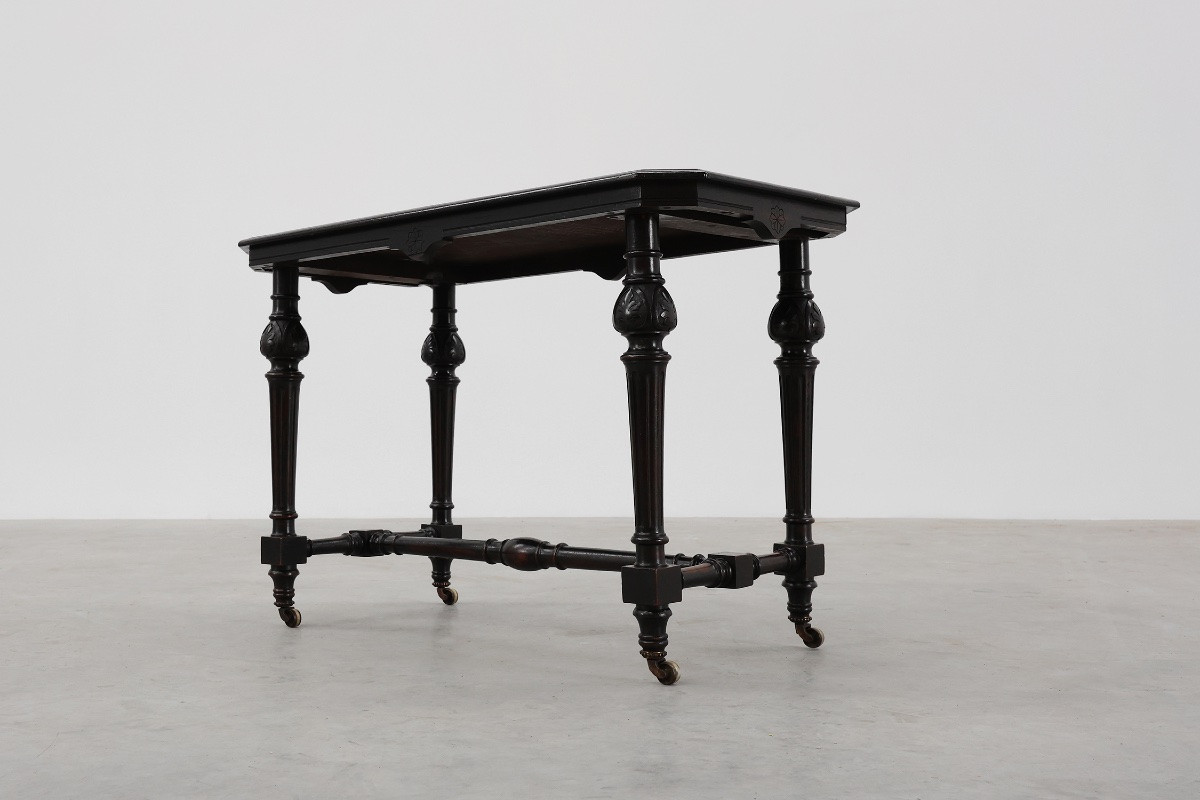 19th Century English Side Table With Geometric Wood Inlays By John Taylor-photo-6