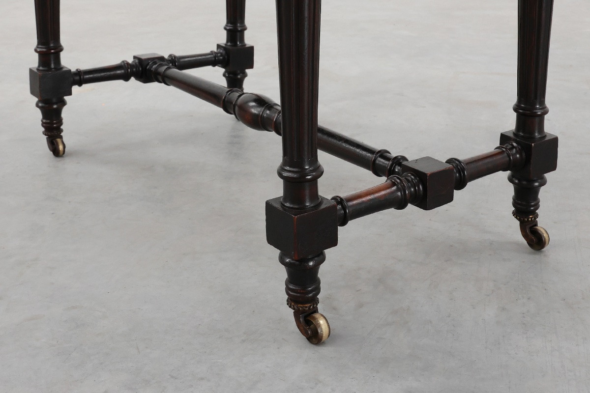 19th Century English Side Table With Geometric Wood Inlays By John Taylor-photo-7