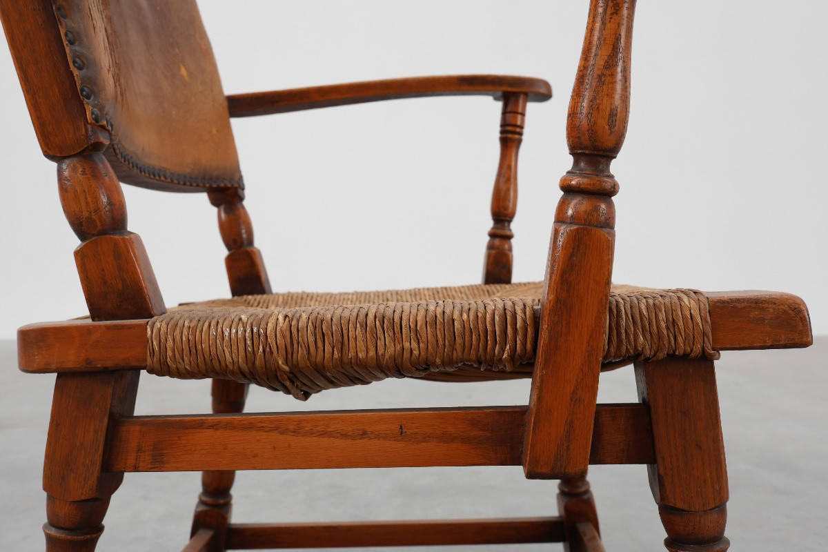 Fauteuil en cuir et chêne par Theo Ruth pour Artifort, Pays-Bas, années 1940-photo-2