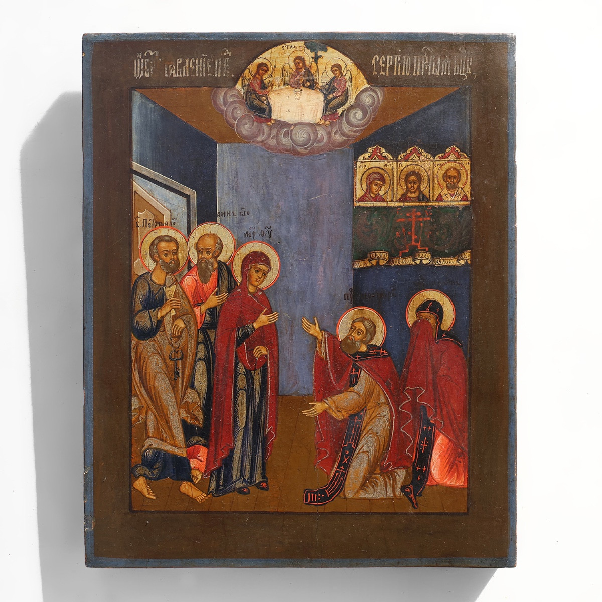 Traditional 19th Century Oak Religious Icon: Saint Healing A Sick Person