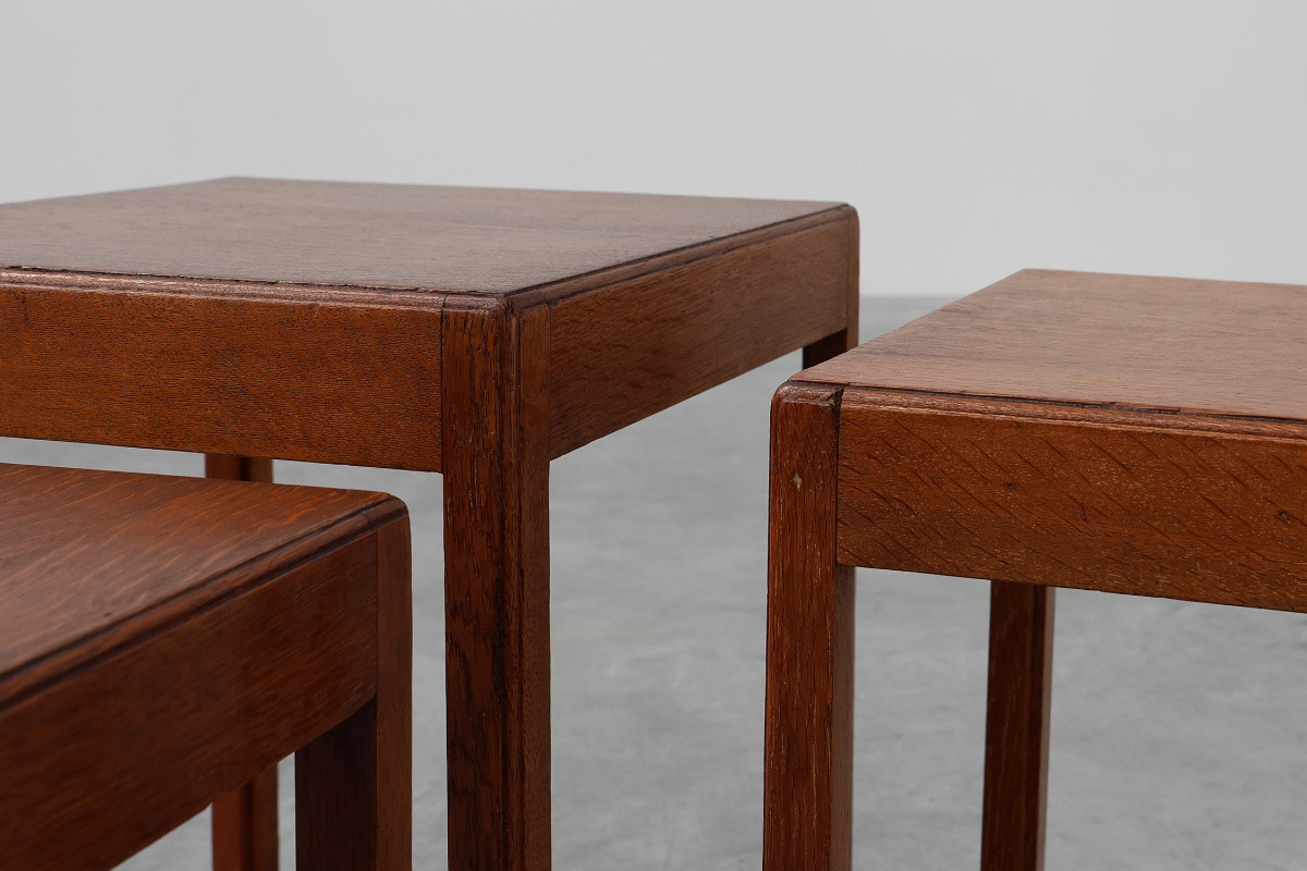 Ensemble de 3 tables gigognes en chêne de style Art Déco, France, vers 1925-photo-2