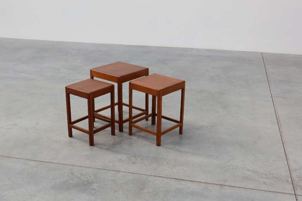 Ensemble de 3 tables gigognes en chêne de style Art Déco, France, vers 1925-photo-3