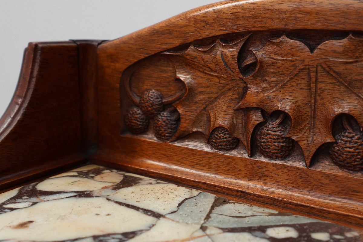 Pair Of Art Nouveau Bedside Tables With Marble Tops By Paul Alexandre Dumas, France -photo-4