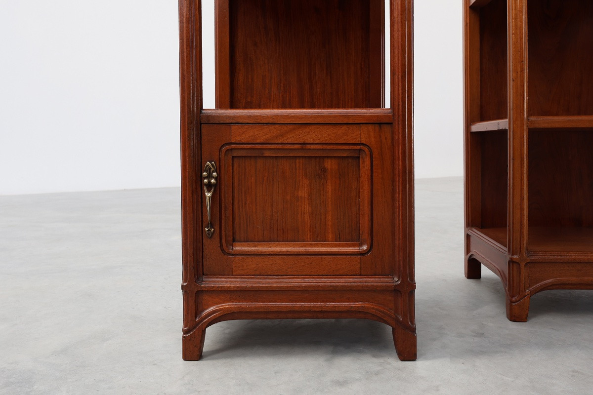 Pair Of Art Nouveau Bedside Tables With Marble Tops By Paul Alexandre Dumas, France -photo-5