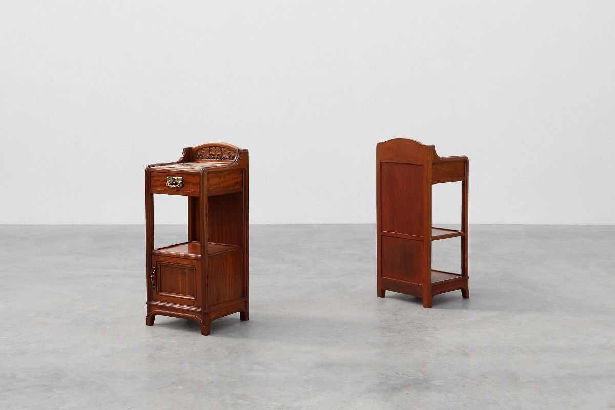 Pair Of Art Nouveau Bedside Tables With Marble Tops By Paul Alexandre Dumas, France -photo-8