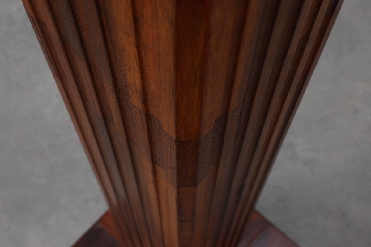 Art Deco Oak And Red Marble Side Table Or Pedestal Table, France, 1920s-photo-7