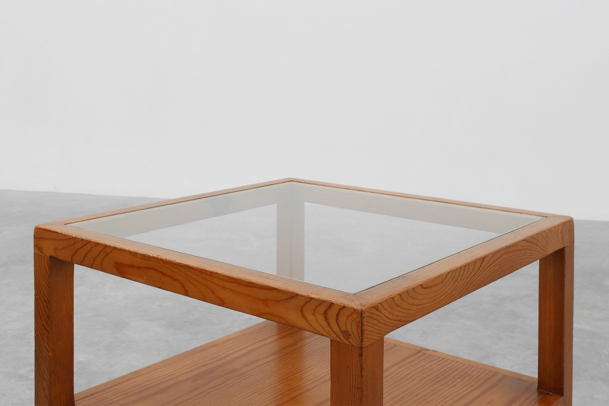Pair Of Biosca Square Pine Coffee Tables, Spain, 1960s.-photo-1