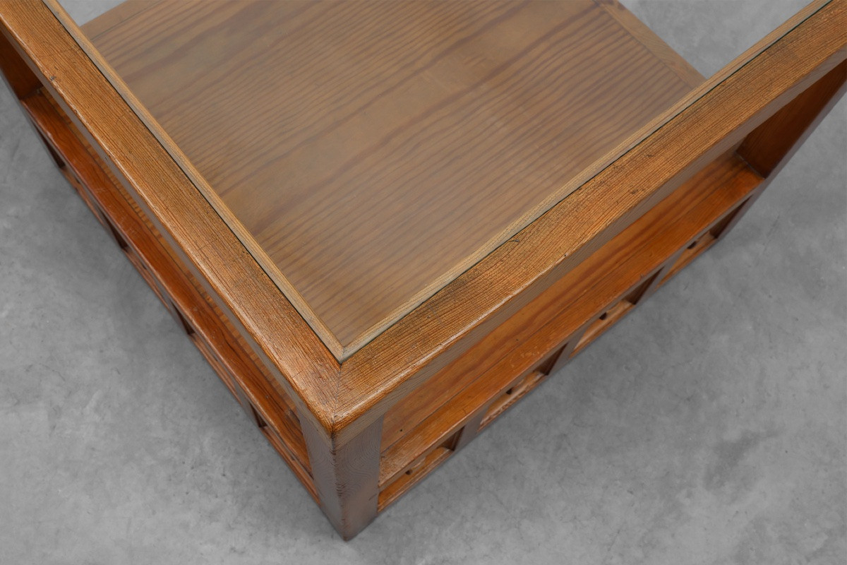 Pair Of Biosca Square Pine Coffee Tables, Spain, 1960s.-photo-4