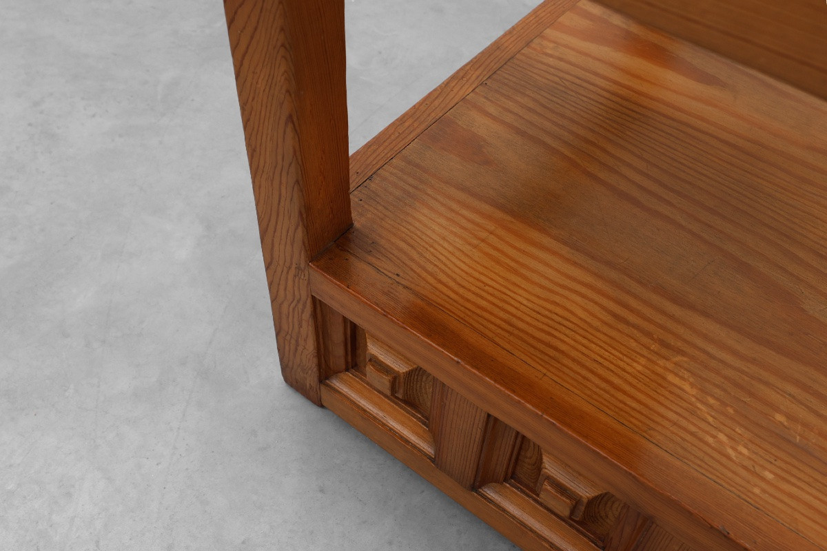 Pair Of Biosca Square Pine Coffee Tables, Spain, 1960s.-photo-6