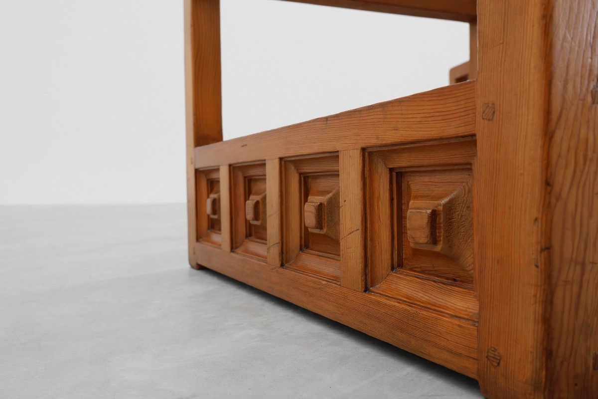 Pair Of Biosca Square Pine Coffee Tables, Spain, 1960s.-photo-7