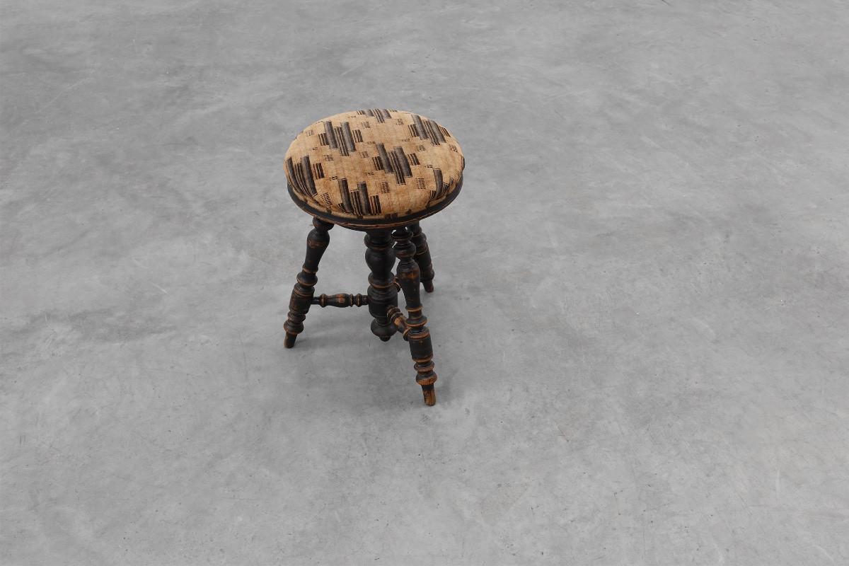 Tabouret de piano Art Déco réglable avec revêtement d'origine, France, années 1920-photo-4