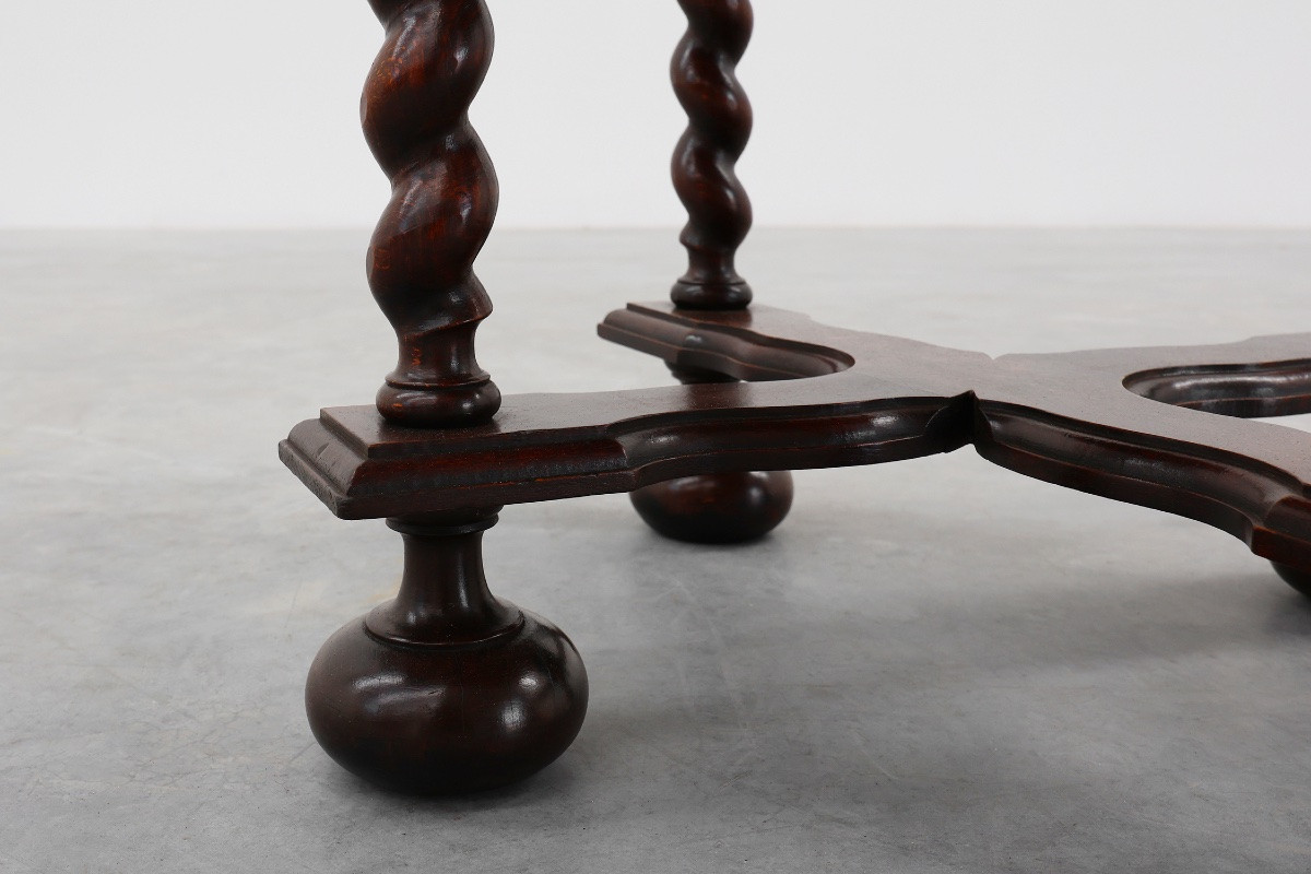 Rustic Round Twisted Oak Side Table, France 1950s-photo-4