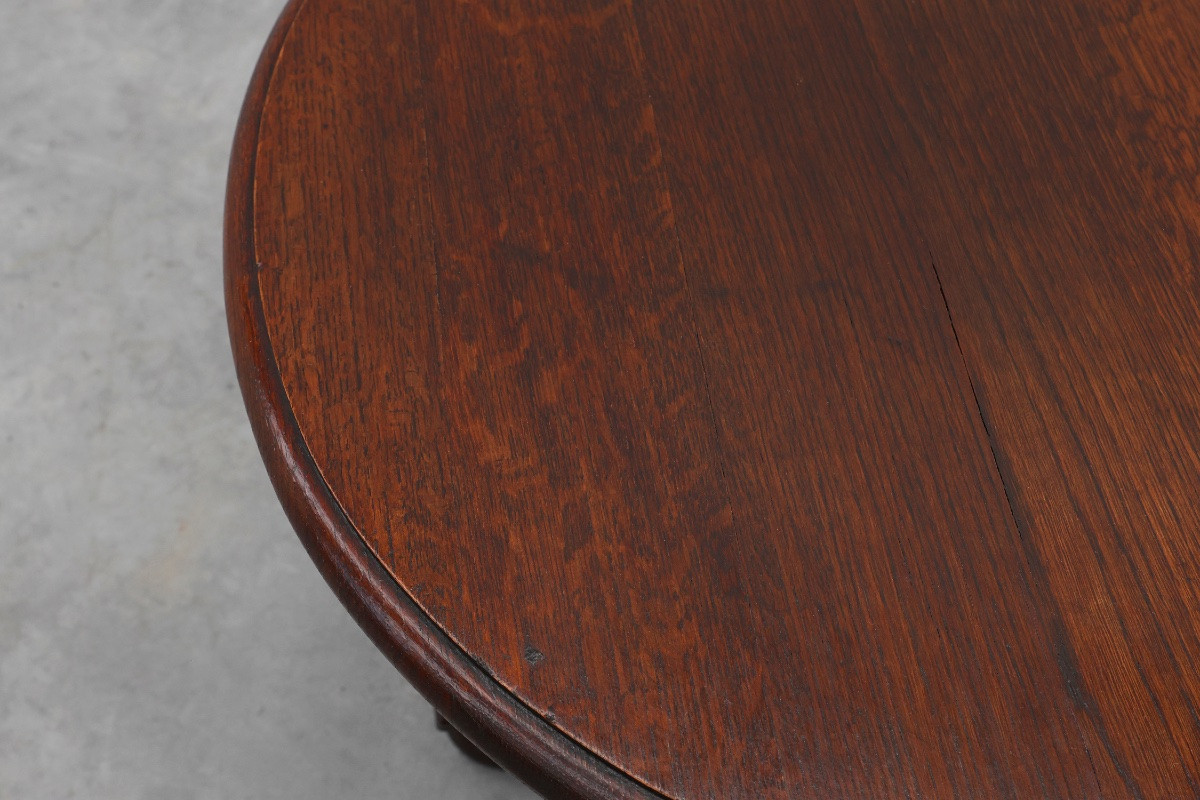 Rustic Round Twisted Oak Side Table, France 1950s-photo-3