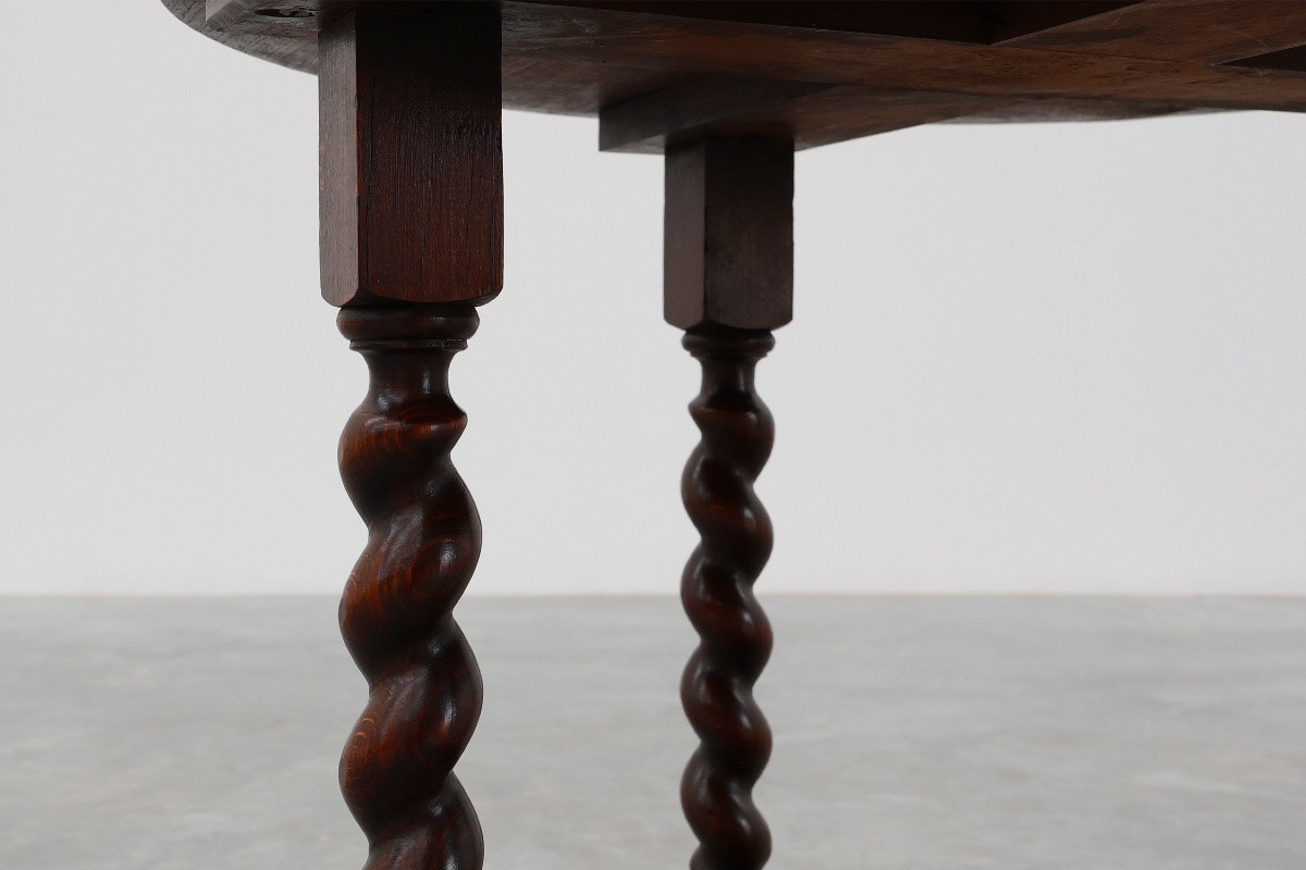 Rustic Round Twisted Oak Side Table, France 1950s-photo-6