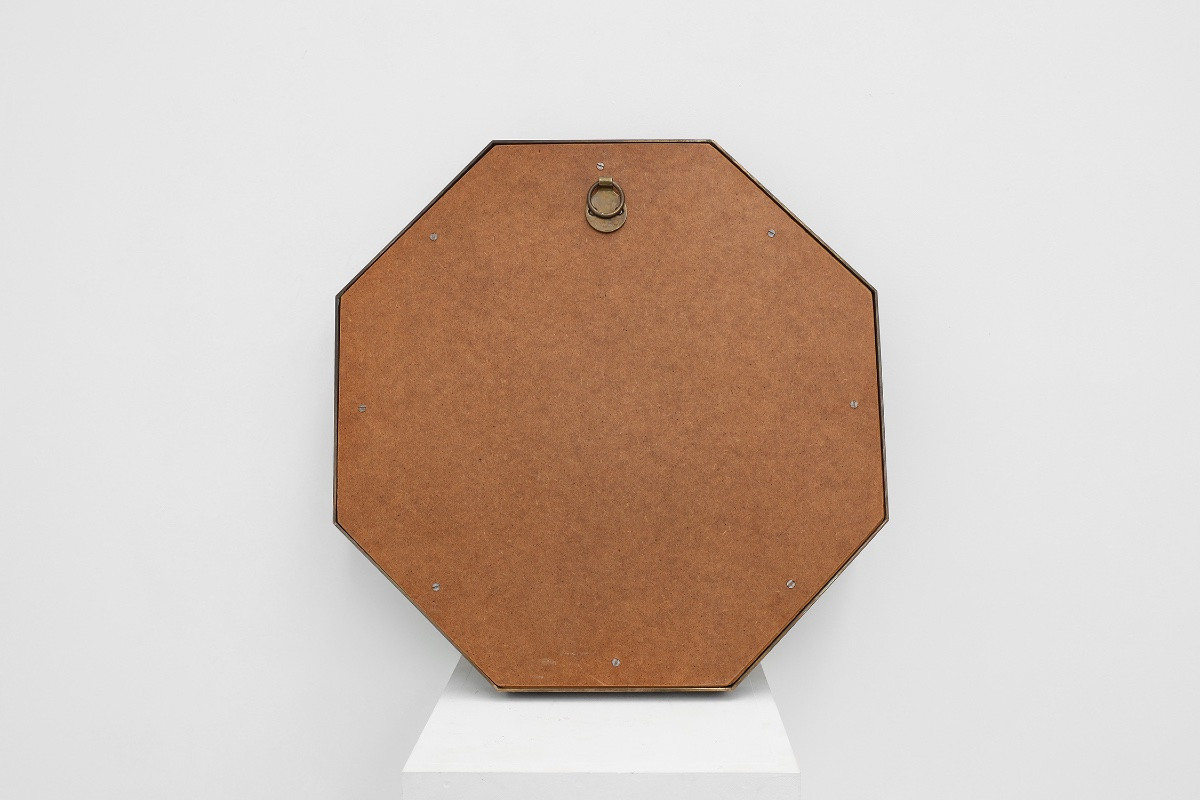 Octagonal Brass And Horn Mirror With Beveled Mirror Plate By Anthony Redmile, 1980s-photo-8
