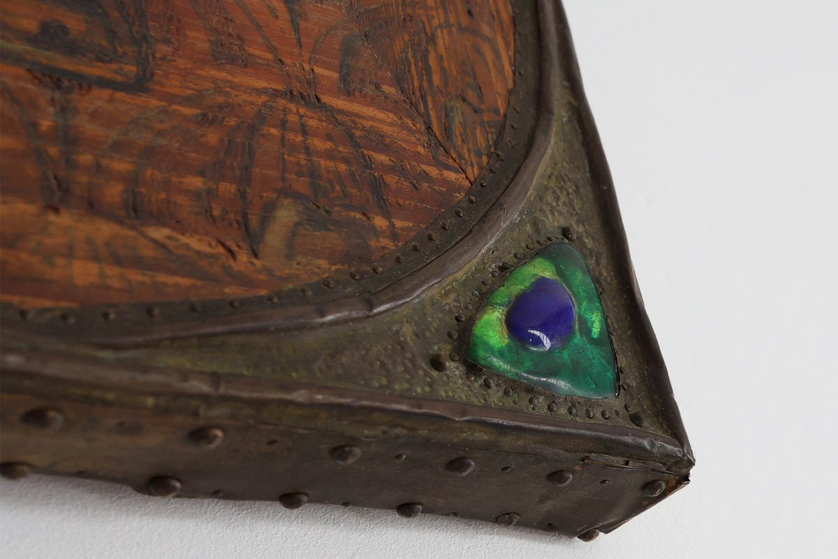 Miroir Art Nouveau à décor de paons peints à la main, France, vers 1915-photo-4