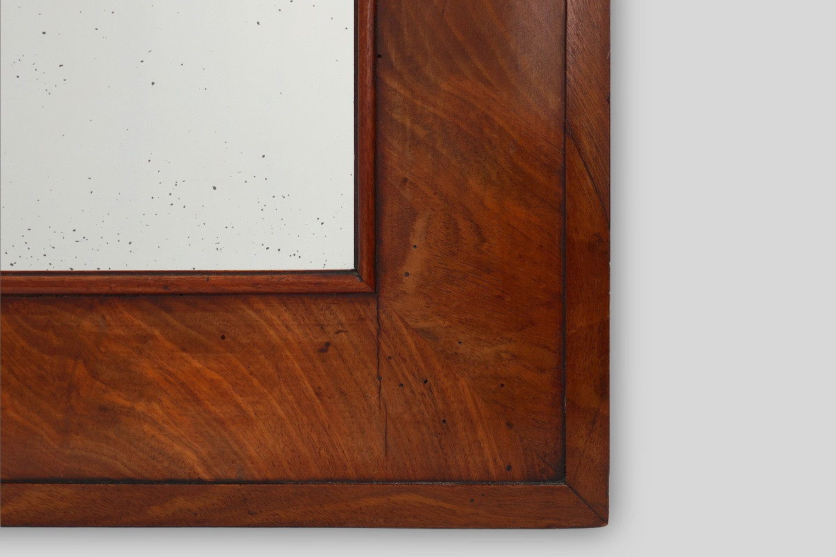 Antique Rectangular Walnut Wall Mirror, France, Circa 1880-photo-3