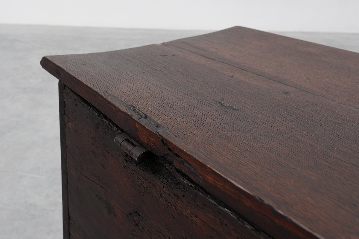 Coffre gothique en chêne sculpté du XVIe siècle, France-photo-8