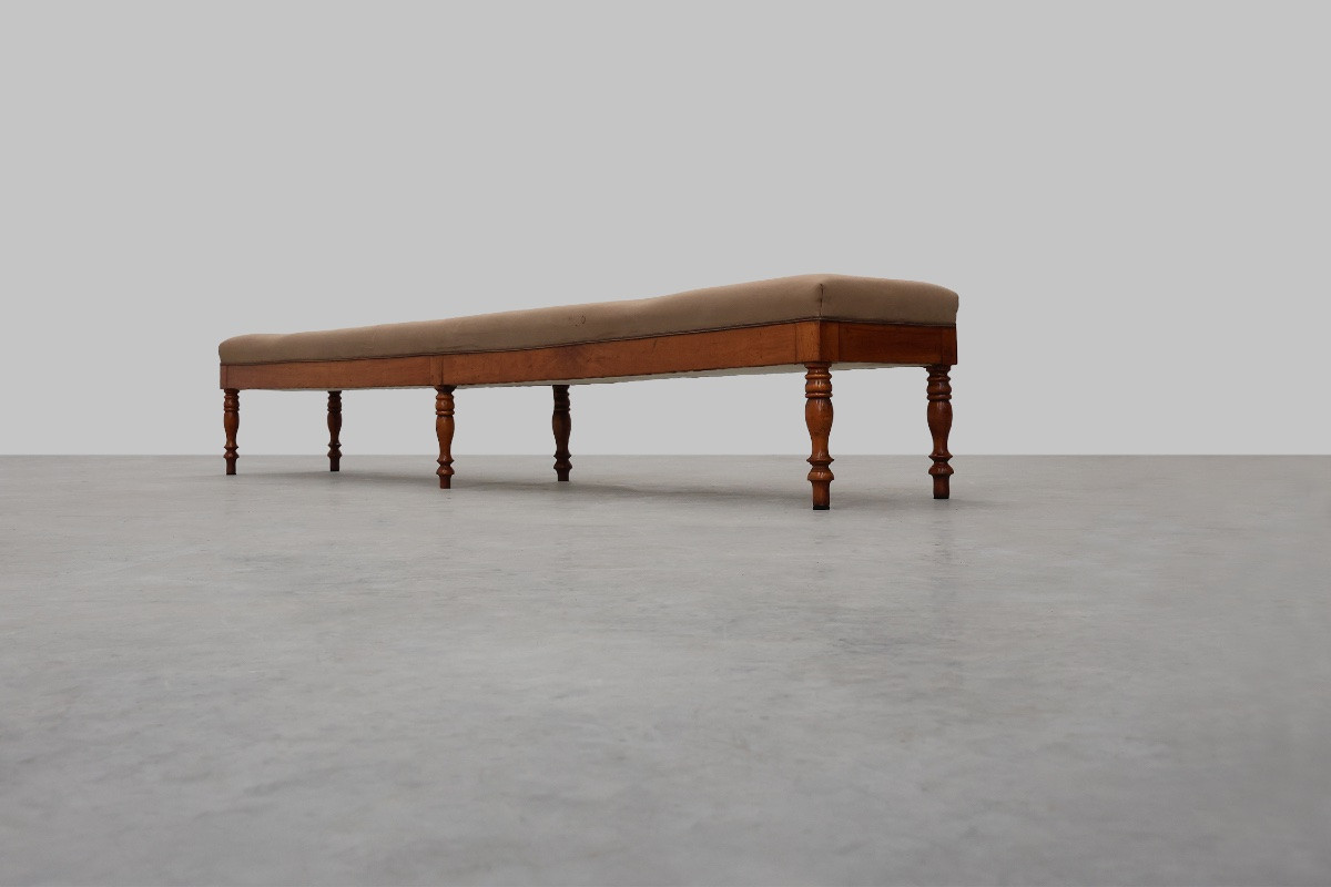 Elegant 19th-century Bench With Six Turned Legs, Circa 1840-photo-6