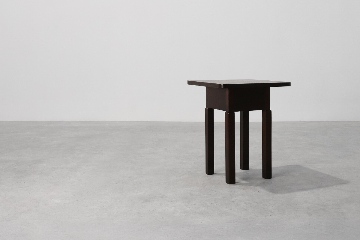 Table d’appoint carrée Art Déco en chêne, France, vers 1920-photo-6