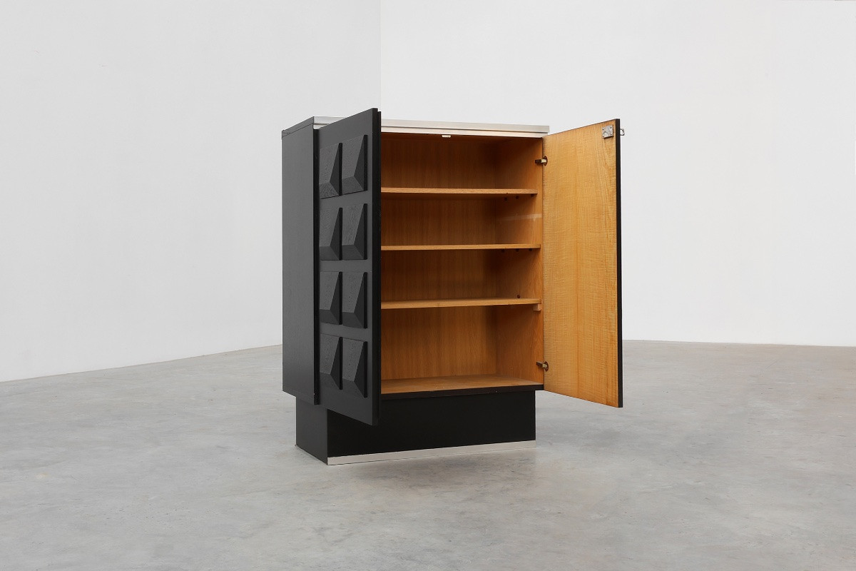Brutalist Sideboard Or China Cabinet From The Mid-20th Century, Belgium, Circa 1970-photo-4