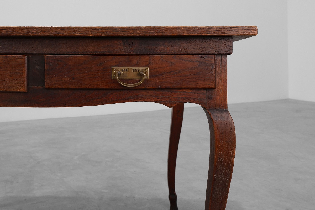 Table de style provençal en chêne avec deux tiroirs, France, XIXe siècle-photo-4