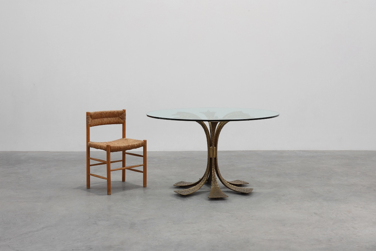 Hammered Bronze Table By Luciano Frigerio For Frigerio Di Desio, Italy Ca. 1970-photo-2