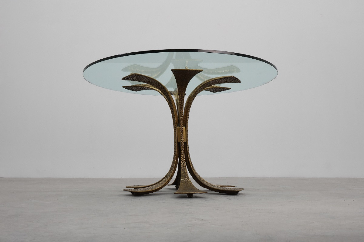 Hammered Bronze Table By Luciano Frigerio For Frigerio Di Desio, Italy Ca. 1970-photo-4