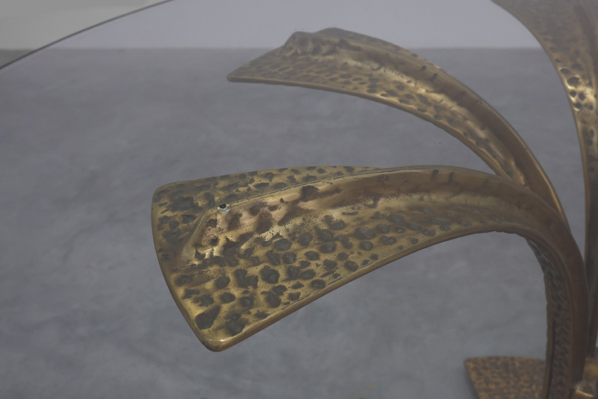 Hammered Bronze Table By Luciano Frigerio For Frigerio Di Desio, Italy Ca. 1970-photo-1