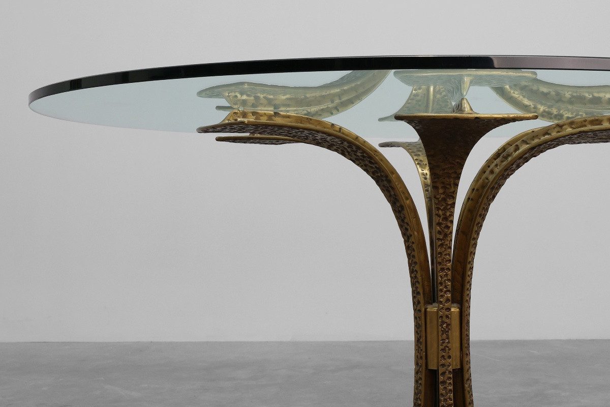 Hammered Bronze Table By Luciano Frigerio For Frigerio Di Desio, Italy Ca. 1970-photo-2
