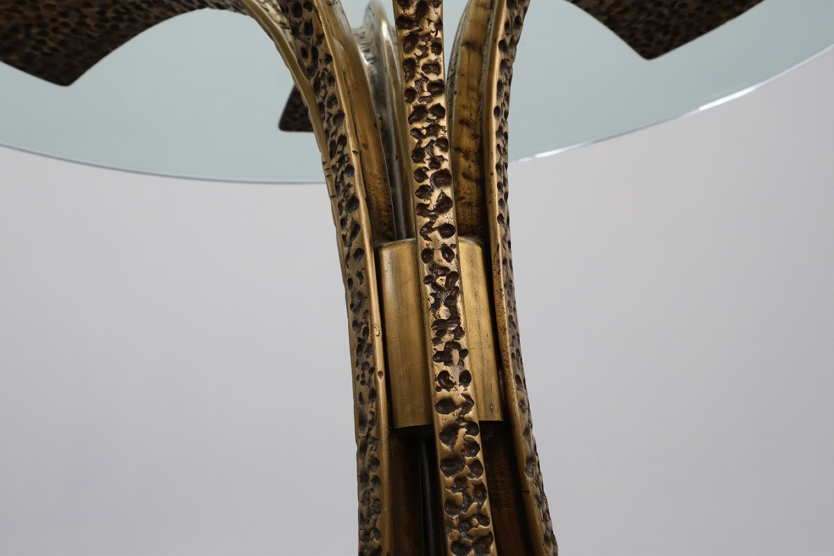 Hammered Bronze Table By Luciano Frigerio For Frigerio Di Desio, Italy Ca. 1970-photo-4