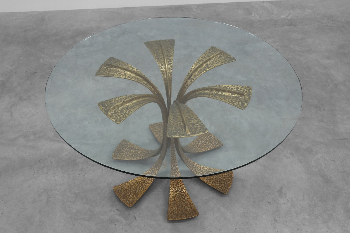 Hammered Bronze Table By Luciano Frigerio For Frigerio Di Desio, Italy Ca. 1970-photo-7