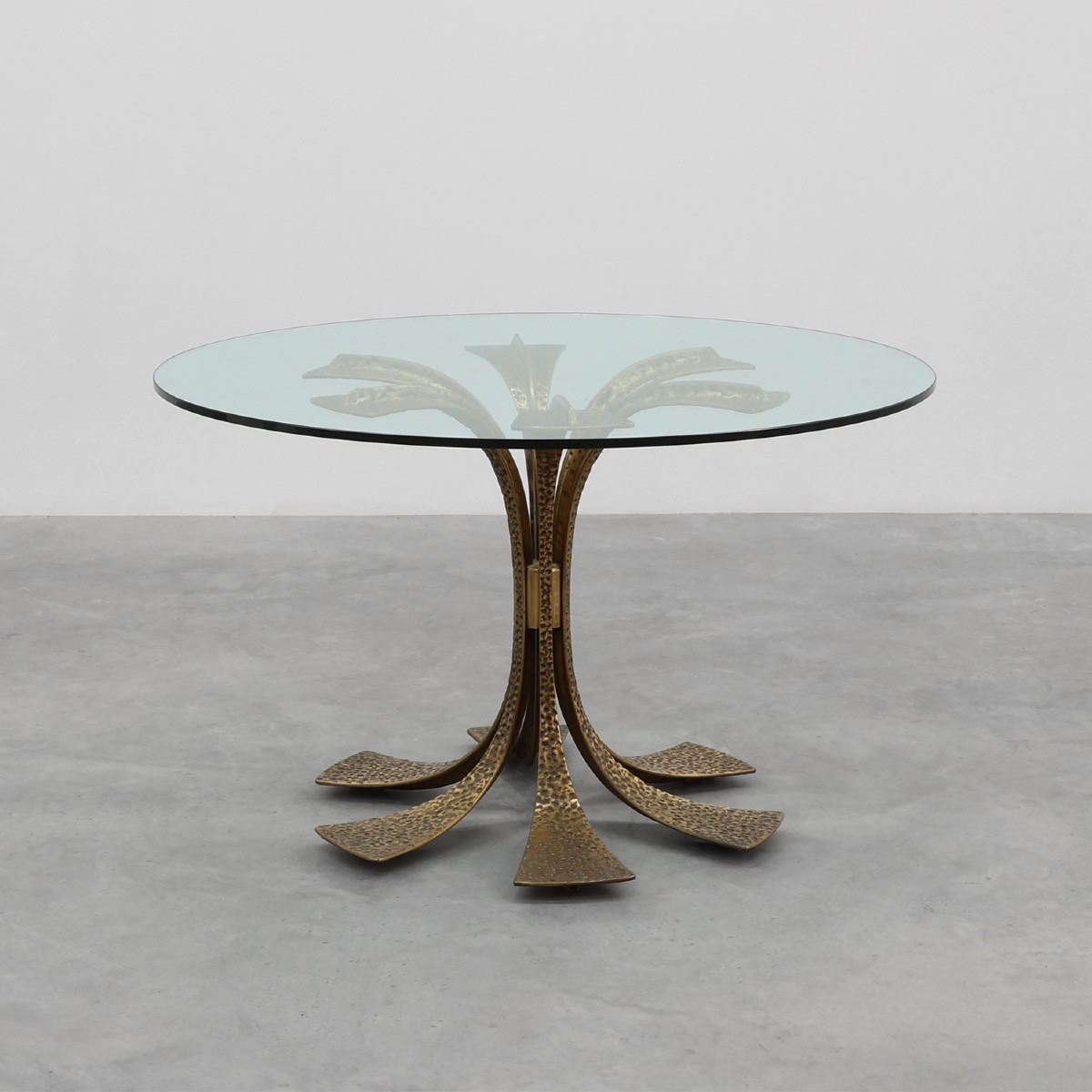 Hammered Bronze Table By Luciano Frigerio For Frigerio Di Desio, Italy Ca. 1970