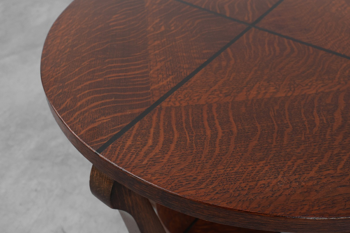 Art Deco Oak Side Table With Sculptural Base And Geometric Top, Belgium, 1920-photo-3