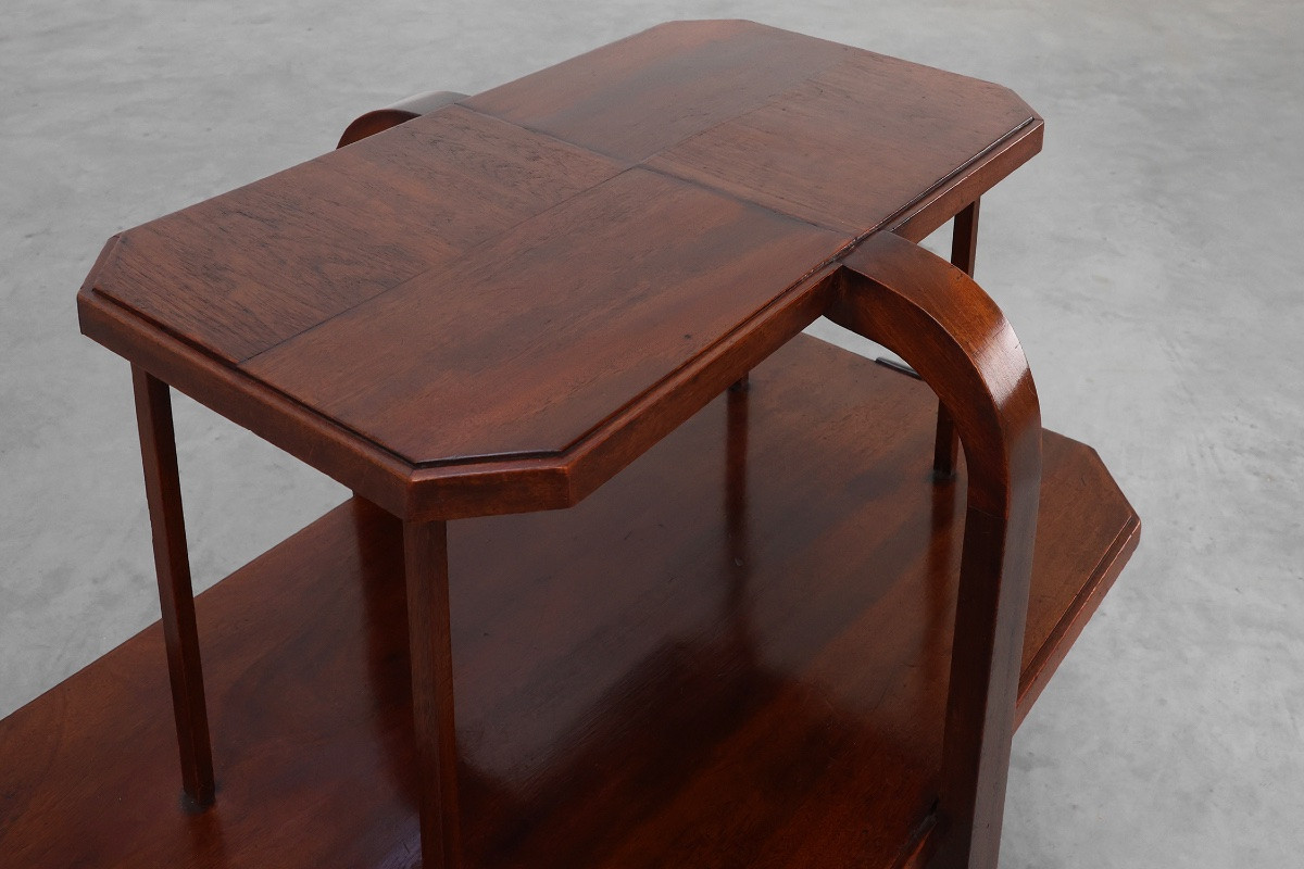 Art Deco Two-tiered Wooden Side Table Or Coffee Table, France, Circa 1920-photo-3