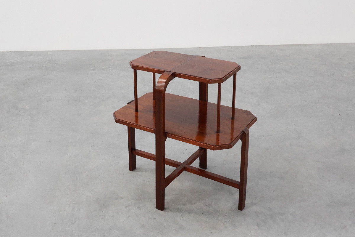 Art Deco Two-tiered Wooden Side Table Or Coffee Table, France, Circa 1920-photo-4