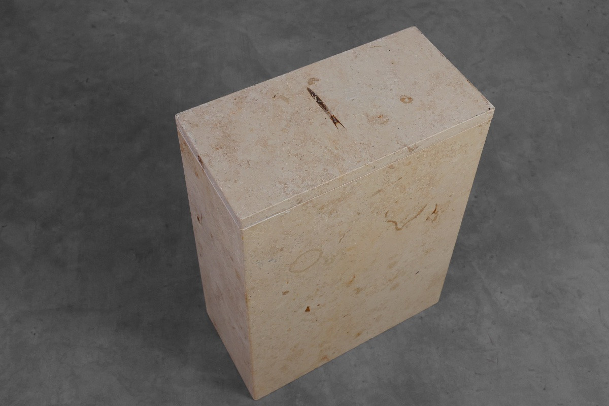 Console en travertin italien, années 1980-photo-7