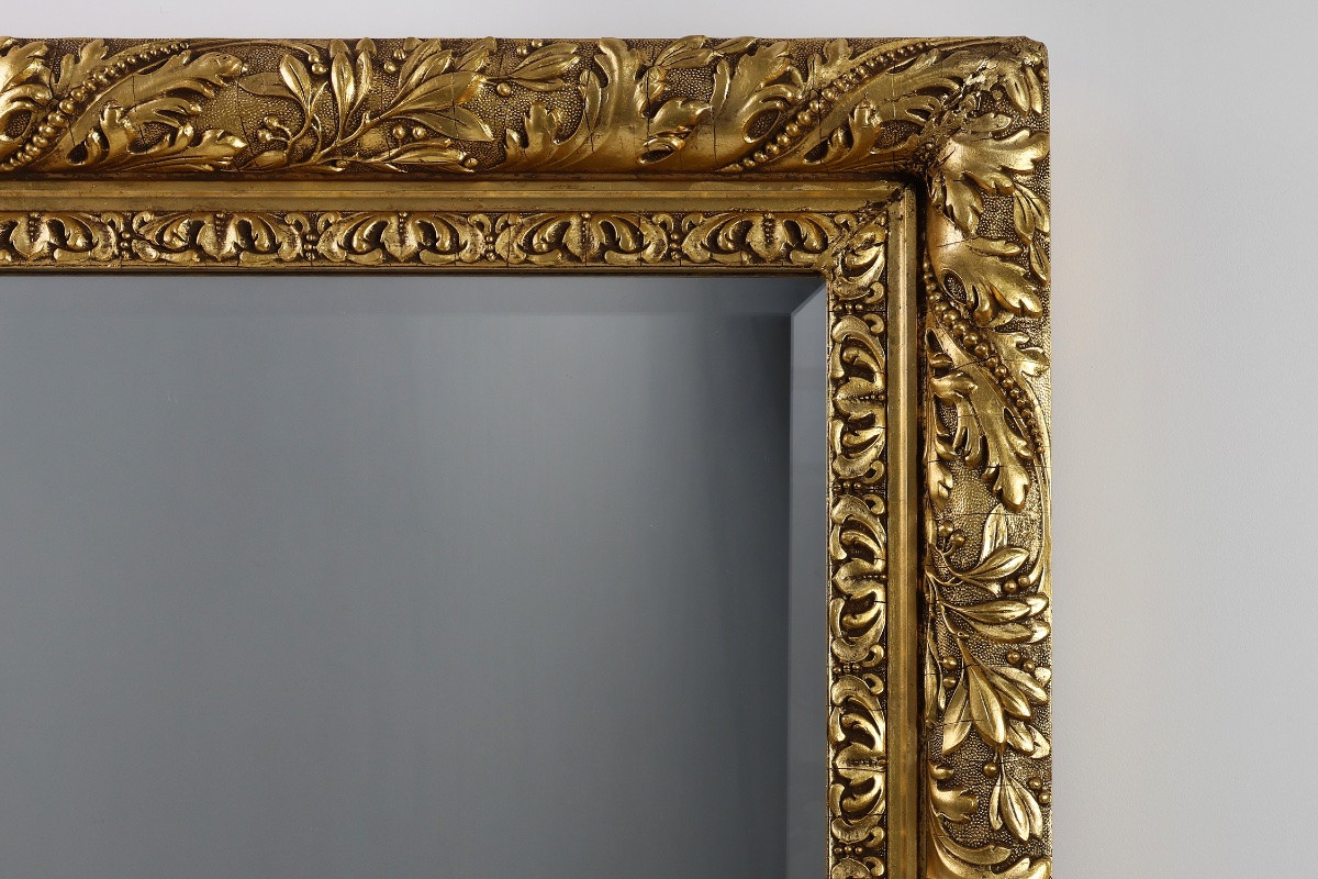 Large Rustic French Baroque Wall Mirror In Oak, Circa 1850-photo-3
