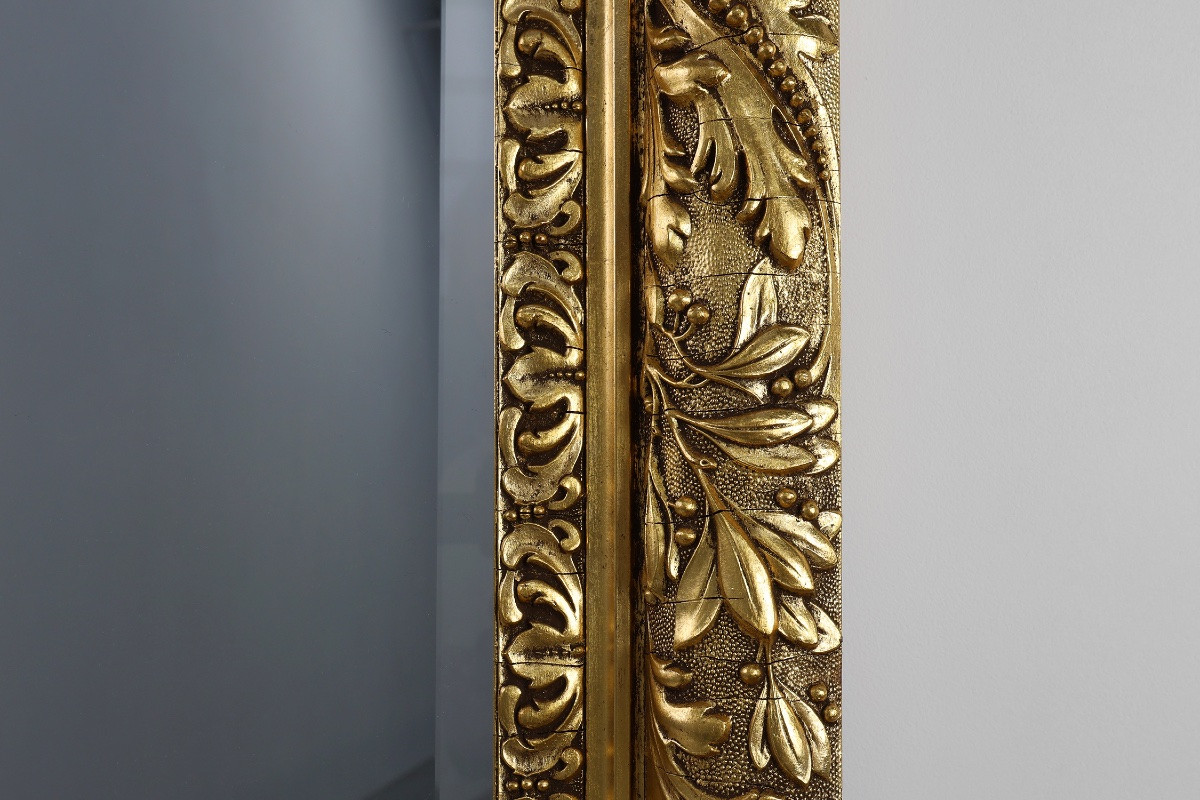 Large Rustic French Baroque Wall Mirror In Oak, Circa 1850-photo-1